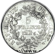 5 Francs Union et Force, UNION tight, with inner acorn above and outer acorn obverse image
