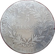 5 Francs - Napoleon I grégorian calendar, France, 1806-1807 reverse image