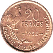 20 Francs signature "G GUIRAUD", France, 1950-1954 reverse image