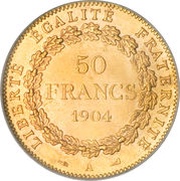 50 Francs, France, 1878-1904 reverse image