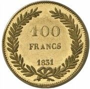 100 Francs - Louis Philippe Pattern, France, 1831 reverse image