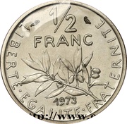 ½ franc Semeuse Piéfort nickel, France, 1965-1982 reverse image