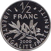 ½ Franc signature "D'AP. O.ROTY", France, 1991-2001 reverse image
