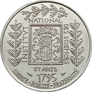 1 Franc Institut de France, France, 1995 reverse image