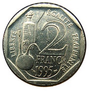 2 Francs Louis Pasteur, France, 1995 reverse image