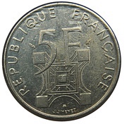 5 Francs Eiffel Tower obverse image