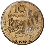10 francs Vctor Hugo Piéfort en cupro-nickel-aluminium obverse image