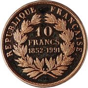 10 Francs Louis-Napoléon Bonaparte, France, 1991-1993 reverse image