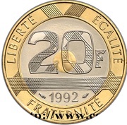 20 francs Mont Saint Michel tranche lisse reverse image