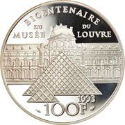100 Francs La Victoire de Samothrace, France, 1993-1994 reverse image