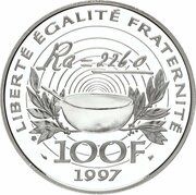 100 Francs Pierre and Marie Curie, France, 1997 reverse image