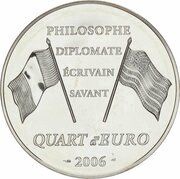 ¼ Euro Benjamin Franklin reverse image