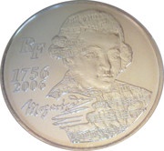 ¼ Euro Wolfgang Amadeus Mozart obverse image