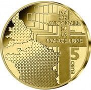 5 Euros De Gaulle - Churchill, France, 2021 reverse image