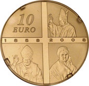 10 Euros Lourdes, France, 2008 reverse image