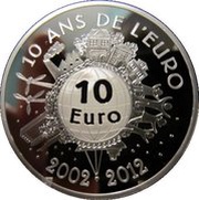 10 Euros 10 Years of Euros Cash, France, 2012 reverse image