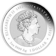 1 Dollar In the name of Elizabeth II; 6th Portrait - Dragon and Koi - Silver Bullion; Coloured obverse image