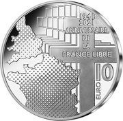 10 Euros De Gaulle - Churchill, France, 2021 reverse image