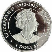 1 Dollar In the name of Elizabeth II; 6th Portrait - Australian Wedge-Tailed Eagle; High Relief obverse image