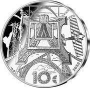 10 Euros Gustave Eiffel, silver 999‰, France, 2023 reverse image