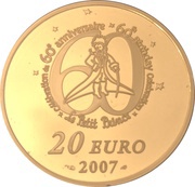 20 Euros The Little Prince and the Fox, France, 2007 reverse image
