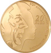20 Euros French Republic ; gold, France, 2008 reverse image