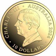 10 Dollars - Charles III 1st Portrait - Australia in Space; Gold Proof obverse image