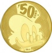 50 Euros Scrooge McDuck DuckTales, gold, France, 2017 reverse image