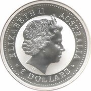 2 Dollars - Elizabeth II 4th Portrait - Australian Kookaburra - Roman Silver Antoninianus obverse image