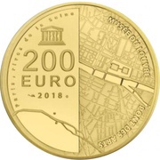 200 Euros UNESCO: Banks of the Seine, France, 2018 reverse image