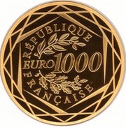 1000 Euros Rooster ; 3rd type obverse image