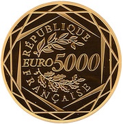5000 Euros Rooster; 2nd type obverse image