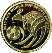 2 Dollars - Elizabeth II 4th Portrait - 2010 FIFA World Cup - Gold Proof, Australia, 2009 reverse image