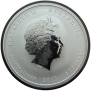 2 Dollars - Elizabeth II 4th Portrait - Year of the Dragon - Silver Bullion Coin obverse image