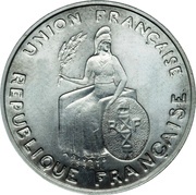 1 Franc Essai aluminium, raised rim obverse image