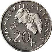 20 Francs Piedfort nickel, France, 1967 reverse image