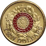 2 Dollars - Elizabeth II 4th Portrait - Lest We Forget - War Graves, Australia, 2015-2018 reverse image