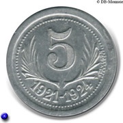 5 Centimes, France, 1921-1922 reverse image