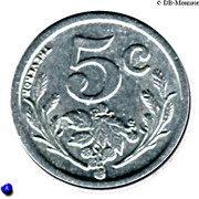 5 Centimes, France, 1921 reverse image