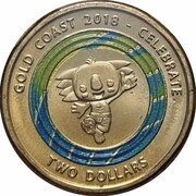 2 Dollars - Elizabeth II 4th Portrait - XXI Commonwealth Games - Borobi Mascot, Australia, 2018 reverse image