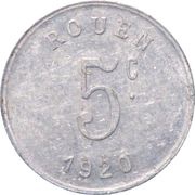 5 Centimes - Ligue des Commerçants Rouennais - Rouen [76], France, 1920 reverse image