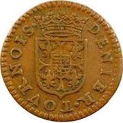 Denier Tournois - Charles I 1st type, France, 1608-1610 reverse image