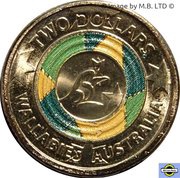 2 Dollars - Elizabeth II 4th Portrait - Rugby World cup, Australia, 2019 reverse image
