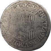 Teston - Henri II and Marguerite of Valois 4 Arms shield, France, 1577 reverse image