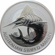 2 Dollars - Elizabeth II 6th Portrait - Australian Striped Marlin; Silver Bullion, Australia, 2020 reverse image