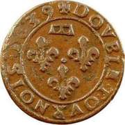 Double Tournois - Gaston d'Orléans 11th type, France, 1639 reverse image