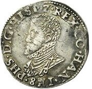 ⅕ Ecu - Philip II obverse image