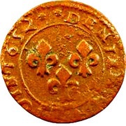 Denier Tournois - William Henry Type 4 Juvenile bust, France, 1650-1654 reverse image