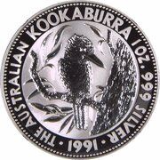 5 Dollars - Elizabeth II 3rd Portrait - Australian Kookaburra, Australia, 1990-1991 reverse image