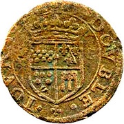 Double Tournois - Guillaume-Robert 2nd type, France, 1587 reverse image
